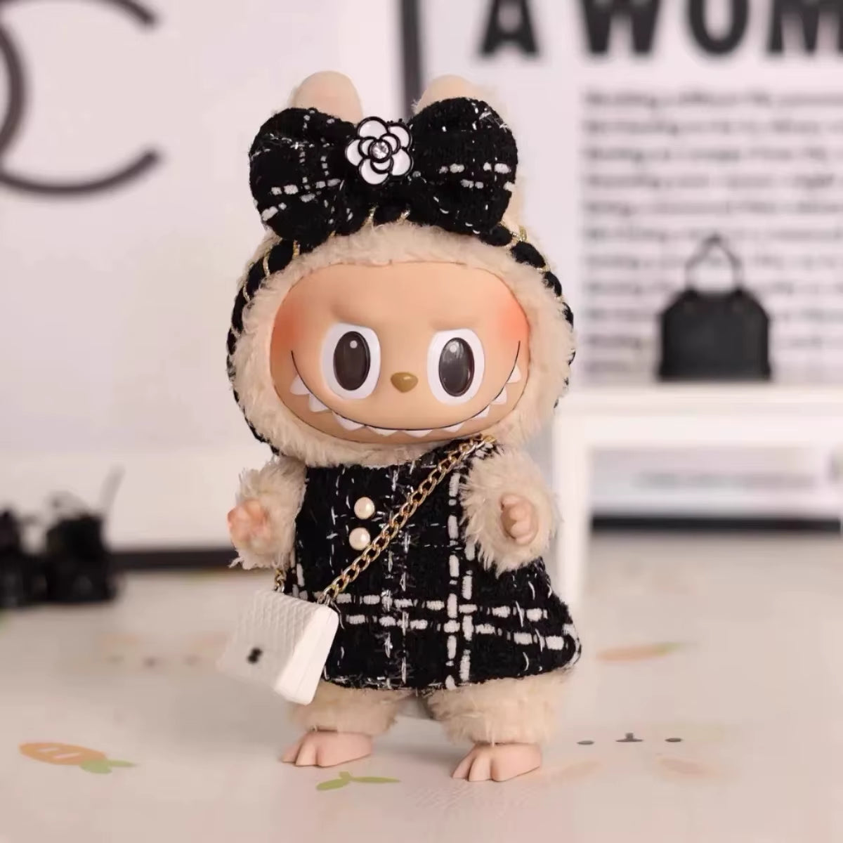 Hot Original 17Cm Labubu Doll Clothes Heartbeat Macaron Baby Pendant Clothes Enamel Face Clothes Cartoon Replacement Decor Gifts