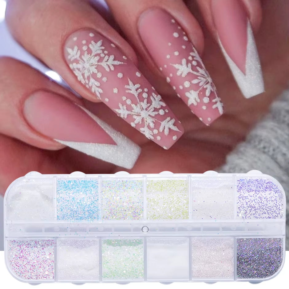 Holographic Powder Set Holo Silver Rub Dust Black Pink Chrome Nail Glitter Powder Laser Pigment for Nail DIY Manicure CHI-360-1