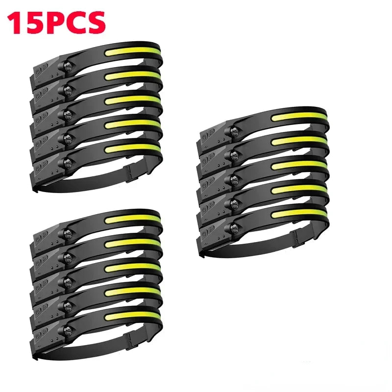 KDULIT LED Sensor Headlamp - 1 to 20 Pack, Built-In Battery, USB Rechargeable, Waterproof, Ideal for Outdoor Camping and Fishing