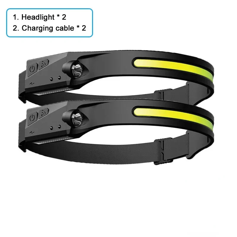 KDULIT LED Sensor Headlamp - 1 to 20 Pack, Built-In Battery, USB Rechargeable, Waterproof, Ideal for Outdoor Camping and Fishing