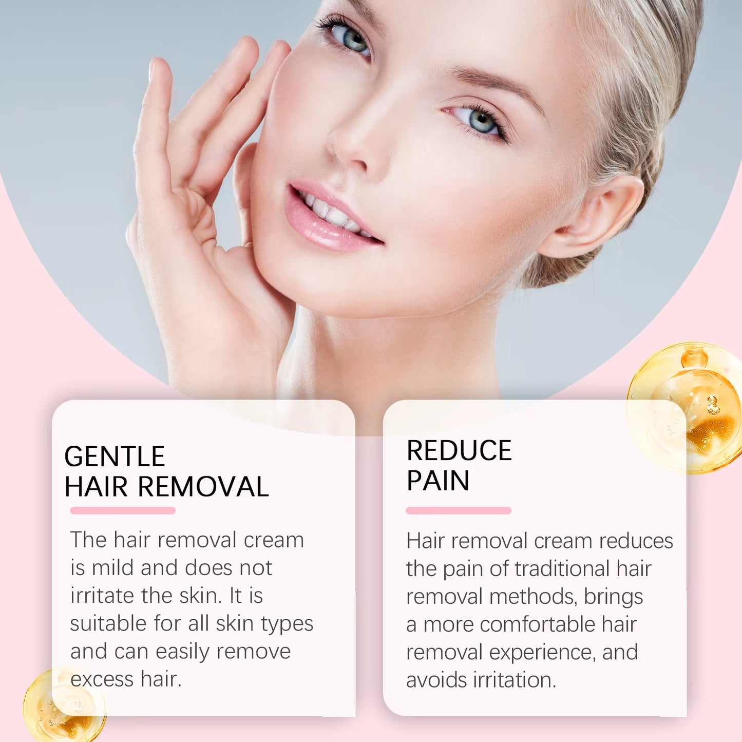 Facial Hair Removal Set - Painless Aloe Gel Cream for Gentle Lip Hair Removal, Soothing and Moisturizing Skin Care with Redness Reduction