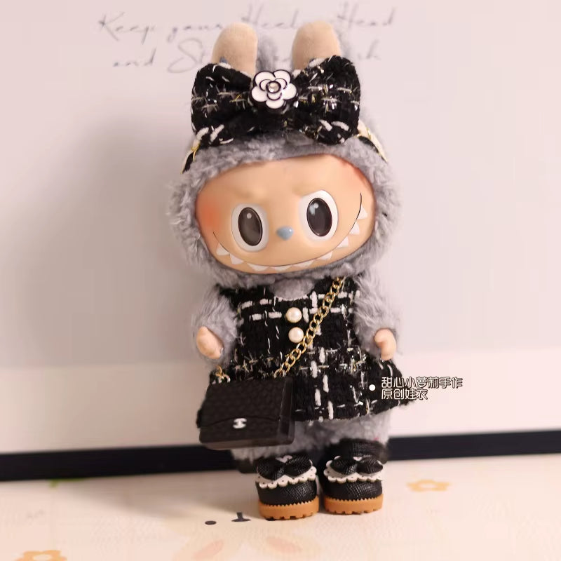 Hot Original 17Cm Labubu Doll Clothes Heartbeat Macaron Baby Pendant Clothes Enamel Face Clothes Cartoon Replacement Decor Gifts