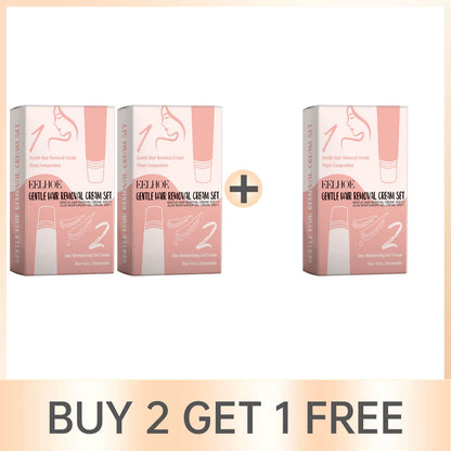 Facial Hair Removal Set - Painless Aloe Gel Cream for Gentle Lip Hair Removal, Soothing and Moisturizing Skin Care with Redness Reduction