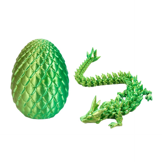 3D Printed Dragon Egg Gift Set - Articulated Crystal Collectible Statue and Gemstone Ornament for Home Decor