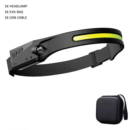 KDULIT LED Sensor Headlamp - 1 to 20 Pack, Built-In Battery, USB Rechargeable, Waterproof, Ideal for Outdoor Camping and Fishing