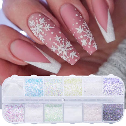 Holographic Powder Set Holo Silver Rub Dust Black Pink Chrome Nail Glitter Powder Laser Pigment for Nail DIY Manicure CHI-360-1
