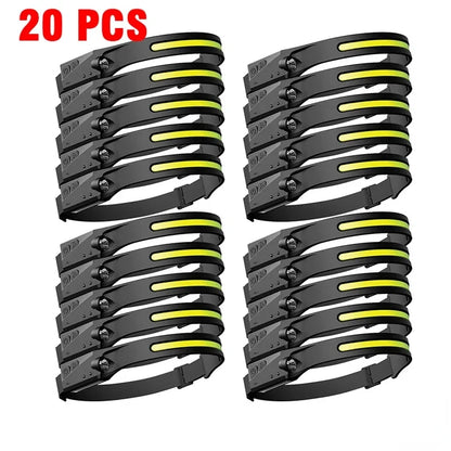 KDULIT LED Sensor Headlamp - 1 to 20 Pack, Built-In Battery, USB Rechargeable, Waterproof, Ideal for Outdoor Camping and Fishing