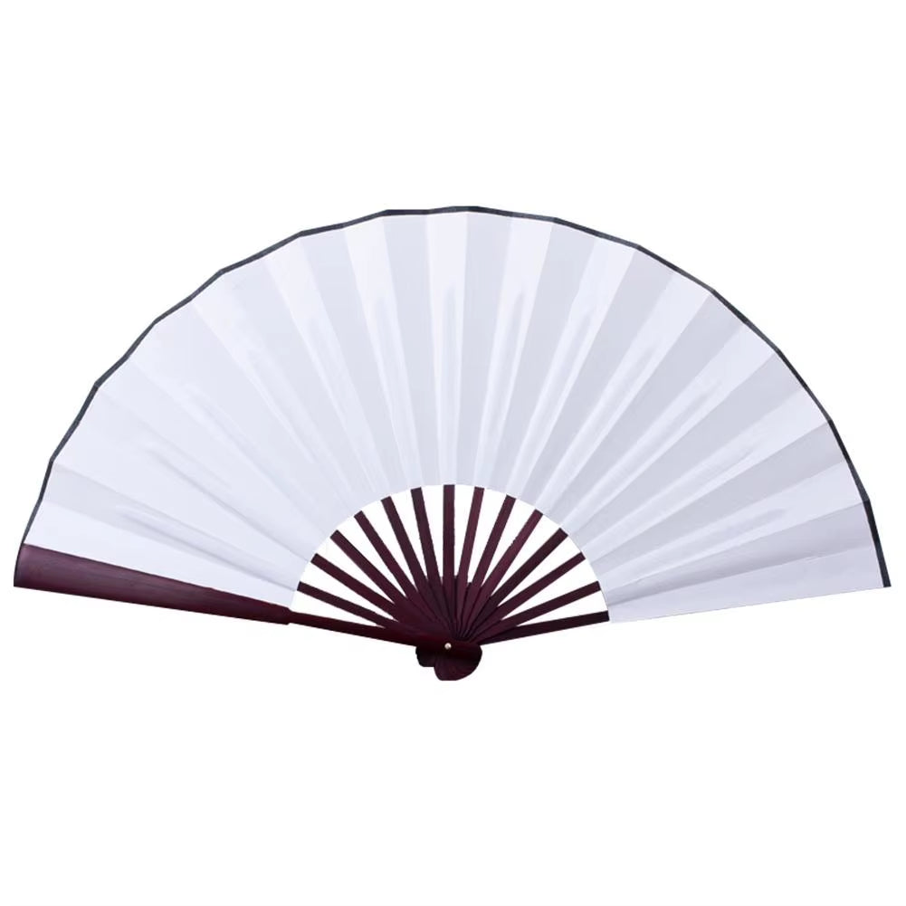 10/13 Inch Handcrafted Silk Cloth Folding Fan with Wooden Bamboo Frame for DIY Calligraphy and Painting