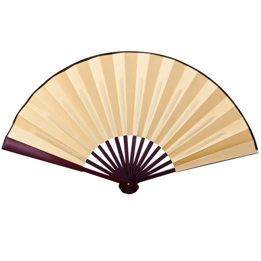 10/13 Inch Handcrafted Silk Cloth Folding Fan with Wooden Bamboo Frame for DIY Calligraphy and Painting
