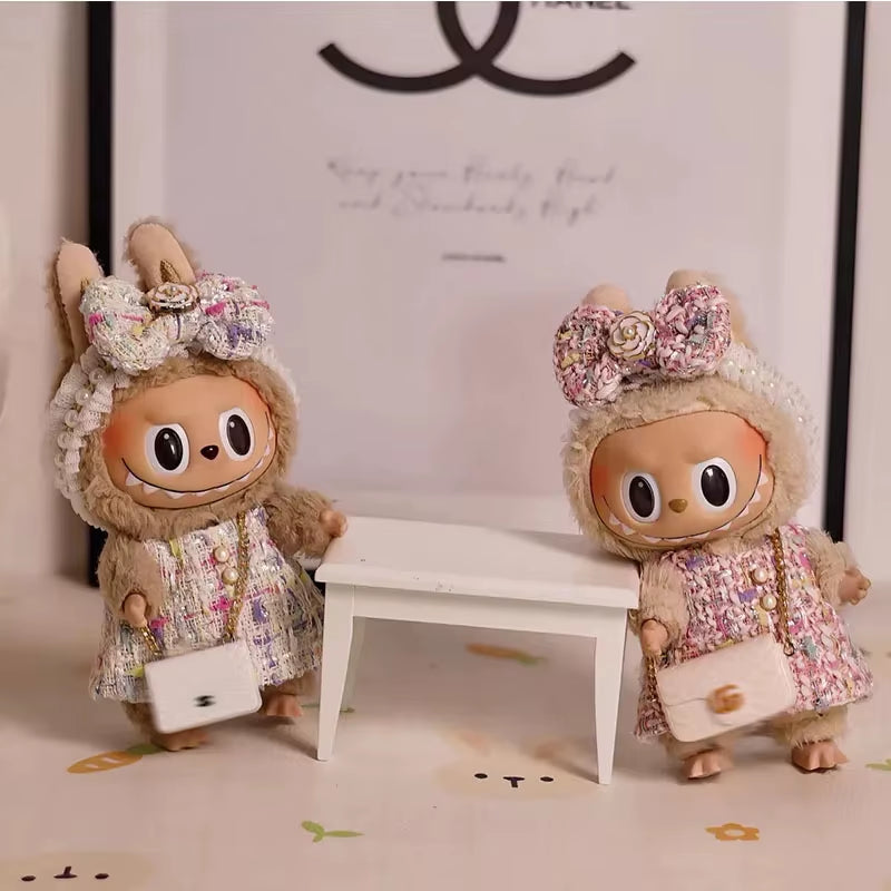 Hot Original 17Cm Labubu Doll Clothes Heartbeat Macaron Baby Pendant Clothes Enamel Face Clothes Cartoon Replacement Decor Gifts