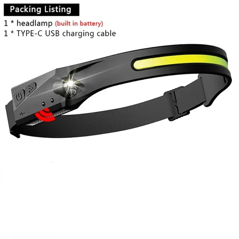 KDULIT LED Sensor Headlamp - 1 to 20 Pack, Built-In Battery, USB Rechargeable, Waterproof, Ideal for Outdoor Camping and Fishing