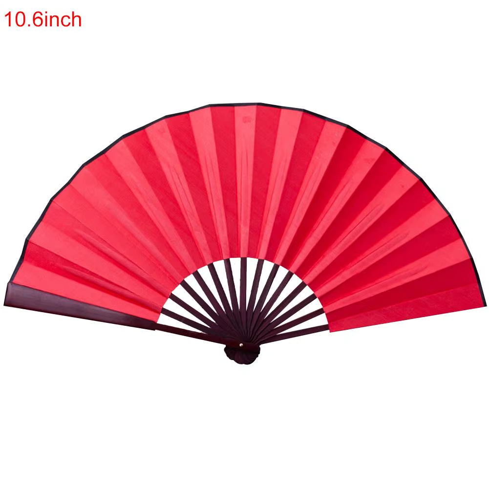 10/13 Inch Handcrafted Silk Cloth Folding Fan with Wooden Bamboo Frame for DIY Calligraphy and Painting
